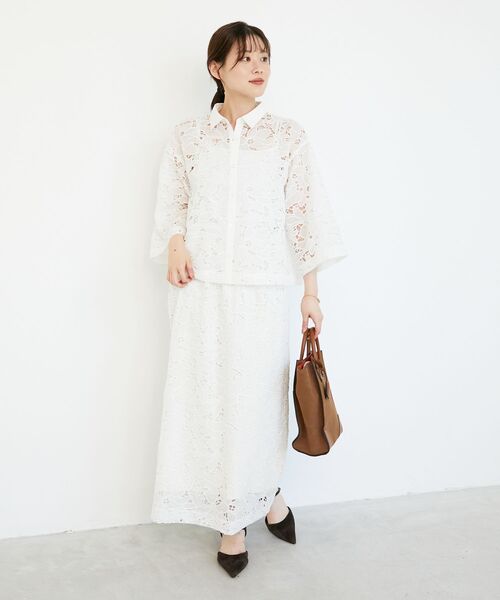 le.coeur blanc（ルクールブラン）の「モチーフレースシャツ（シャツ/ブラウス・レディース・オフホワイト/ブラック・38）」の13枚目の写真