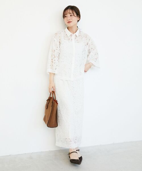 le.coeur blanc（ルクールブラン）の「モチーフレースシャツ（シャツ/ブラウス・レディース・オフホワイト/ブラック・38）」の16枚目の写真