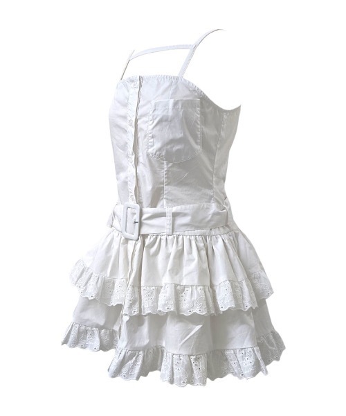 lilLilly（リルリリー）の「フリルシャツベルトキャミワンピ(アームバンドセット)（ワンピース・レディース・ブラック/ホワイト・FREE）」の11枚目の写真