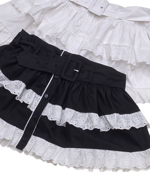 lilLilly（リルリリー）の「フリルシャツベルトキャミワンピ(アームバンドセット)（ワンピース・レディース・ブラック/ホワイト・FREE）」の9枚目の写真