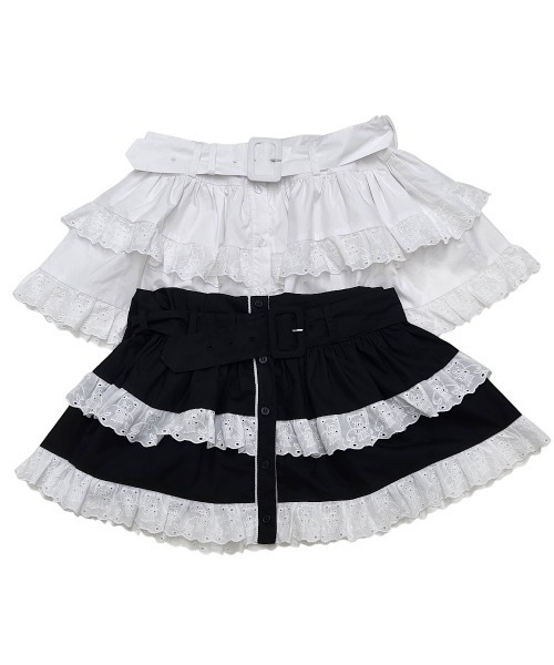 lilLilly（リルリリー）の「フリルシャツベルトキャミワンピ(アームバンドセット)（ワンピース・レディース・ブラック/ホワイト・FREE）」の13枚目の写真