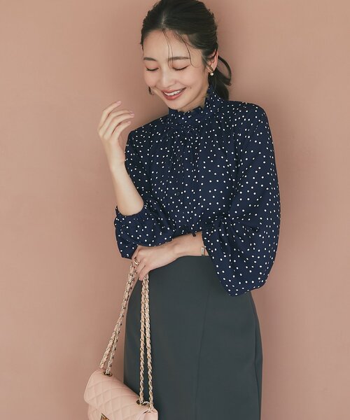 La boutique BonBon(ラブティックボンボン)の「【お上品映え】ドットプリントフリル衿ブラウス(シャツ/ブラウス・レディース・オフホワイト/ネイビー・FREE)」の19枚目の写真