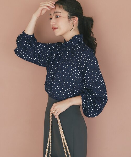 La boutique BonBon(ラブティックボンボン)の「【お上品映え】ドットプリントフリル衿ブラウス(シャツ/ブラウス・レディース・オフホワイト/ネイビー・FREE)」の20枚目の写真