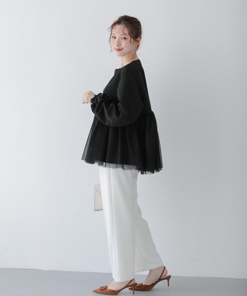 ☆新品タグつき☆fitmore チュールレイヤードペプラムアウター セール】チュールレイヤードペプラムアウター（その他アウター）｜Fit