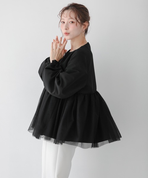 ☆新品タグつき☆fitmore チュールレイヤードペプラムアウター セール】チュールレイヤードペプラムアウター（その他アウター）｜Fit