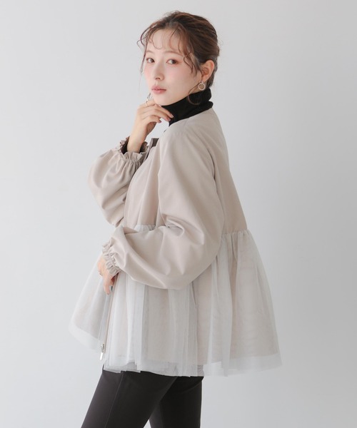 セール】チュールレイヤードペプラムアウター（その他アウター）｜Fit