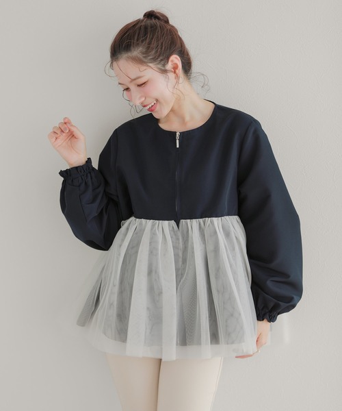 Fit more(フィットモア)の「チュールレイヤードペプラムアウター(その他アウター・レディース・ブラック/ベージュ/ネイビー・FREE)」の13枚目の写真