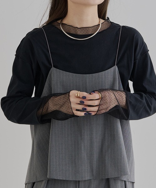 PUAL CE CIN(ピュアルセシン)の「ドットチュールドッキングレイヤードカットソー(Tシャツ/カットソー・レディース・オフホワイト/ブラック・FREE)」の19枚目の写真