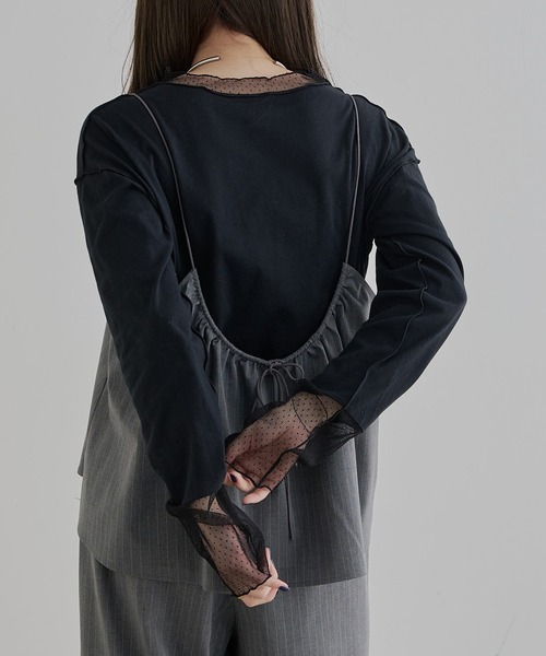 PUAL CE CIN(ピュアルセシン)の「ドットチュールドッキングレイヤードカットソー(Tシャツ/カットソー・レディース・オフホワイト/ブラック・FREE)」の20枚目の写真