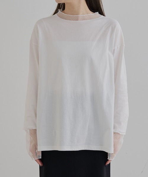 PUAL CE CIN(ピュアルセシン)の「ドットチュールドッキングレイヤードカットソー(Tシャツ/カットソー・レディース・オフホワイト/ブラック・FREE)」の12枚目の写真