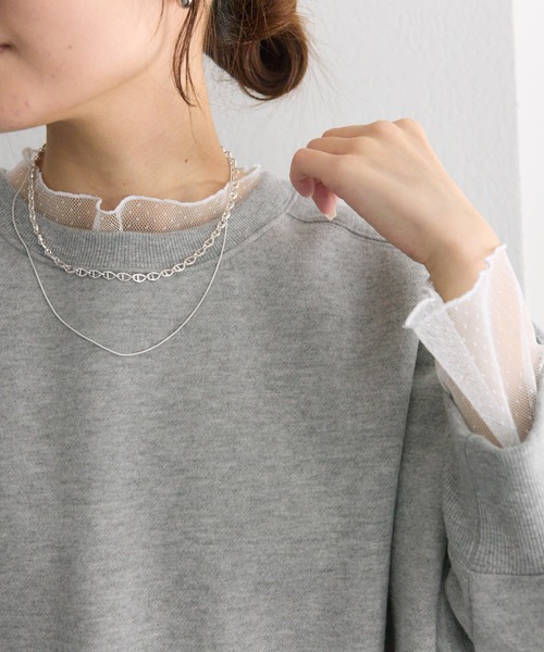 PUAL CE CIN(ピュアルセシン)の「ドットチュールドッキングレイヤードカットソー(Tシャツ/カットソー・レディース・オフホワイト/ブラック・FREE)」の3枚目の写真