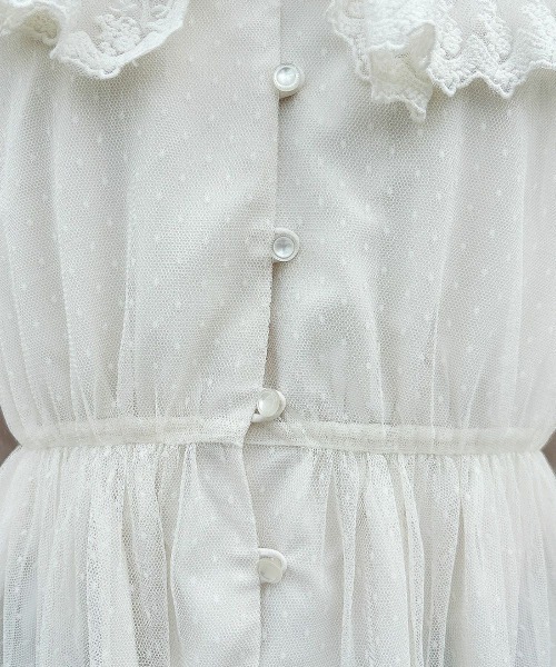 an another angelus(アンアナザーアンジェラス)の「レース使いドットチュールブラウス(シャツ/ブラウス・レディース・ライトグレー/アイボリー・FREE)」の8枚目の写真