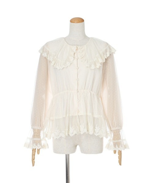 an another angelus(アンアナザーアンジェラス)の「レース使いドットチュールブラウス(シャツ/ブラウス・レディース・ライトグレー/アイボリー・FREE)」の20枚目の写真