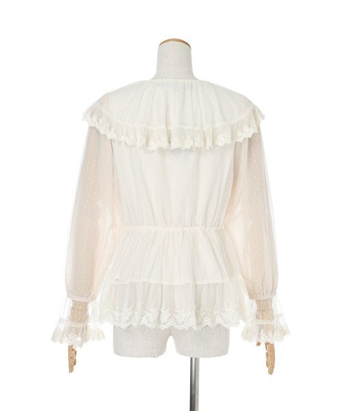 an another angelus(アンアナザーアンジェラス)の「レース使いドットチュールブラウス(シャツ/ブラウス・レディース・ライトグレー/アイボリー・FREE)」の22枚目の写真