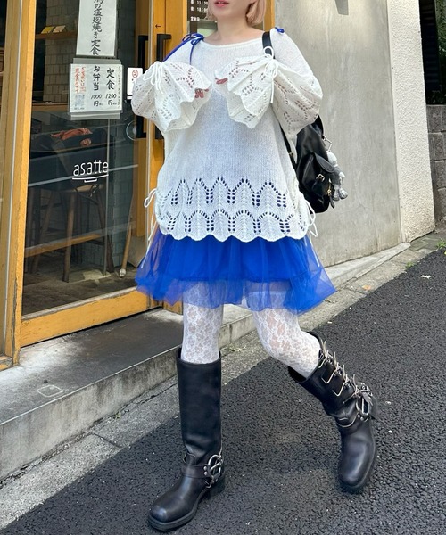 Alley Tokyo(アリートーキョー)の「ドロスト透かしゆるニット(ニット/セーター・レディース・ピンク/グリーン/アイボリー・FREE)」の21枚目の写真