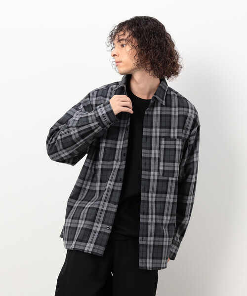 Purple&Yellow(パープルアンドイエロー)の「T/C チェックシャツ(シャツ/ブラウス・メンズ・ダークブラウン/ブラック・SMALL/LARGE/MEDIUM)」の1枚目の写真