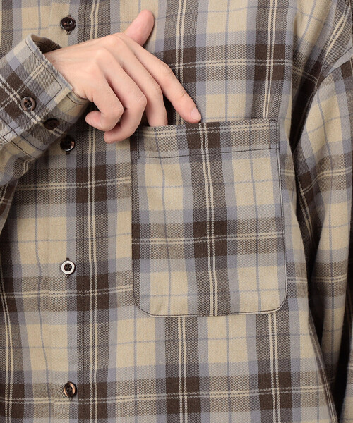 Purple&Yellow(パープルアンドイエロー)の「T/C チェックシャツ(シャツ/ブラウス・メンズ・ダークブラウン/ブラック・SMALL/LARGE/MEDIUM)」の19枚目の写真