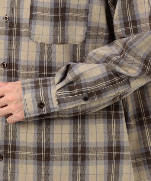 Purple&Yellow(パープルアンドイエロー)の「T/C チェックシャツ(シャツ/ブラウス・メンズ・ダークブラウン/ブラック・SMALL/LARGE/MEDIUM)」の20枚目の写真