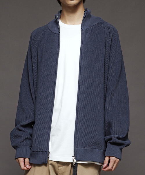 FREAK'S STORE（フリークスストア）の「限定展開 リラックスフィット 片畦編み ドライバーズニット / ジップアップニット（カーディガン/ボレロ・メンズ・ネイビー/ブラック/チャコールグレー・LARGE/MEDIUM/SMALL）」の12枚目の写真