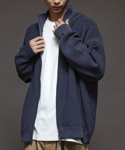FREAK'S STORE（フリークスストア）の「限定展開 リラックスフィット 片畦編み ドライバーズニット / ジップアップニット（カーディガン/ボレロ・メンズ・ネイビー/ブラック/チャコールグレー・LARGE/MEDIUM/SMALL）」の9枚目の写真