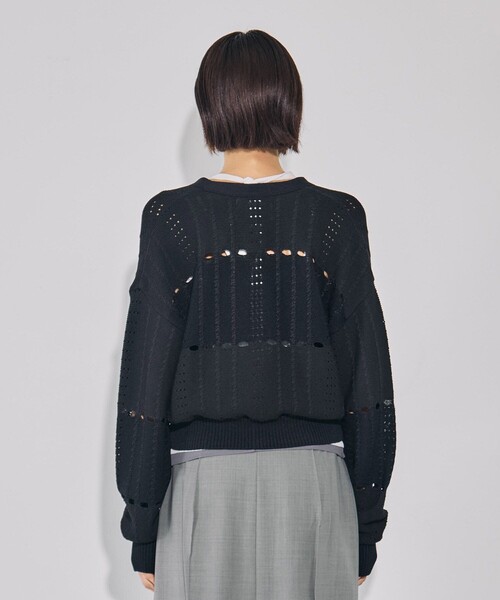 アイレットラインニットカーディガン｜ウォッシャブル/秋服