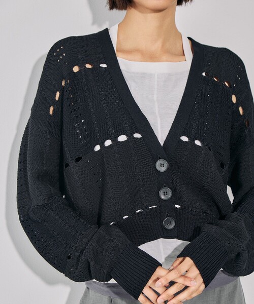 アイレットラインニットカーディガン｜ウォッシャブル/秋服