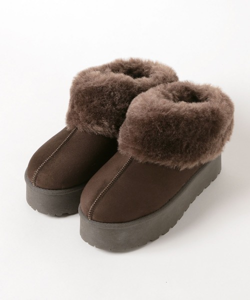 LAKOLE（ラコレ）の「フェイクムートンスリッポン / 571339（スリッポン・レディース・キャメル/ダークブラウン・LARGE/MEDIUM）」の5枚目の写真