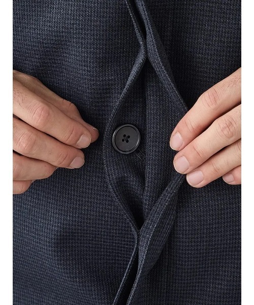 Perfect Suit FActory(パーフェクトスーツファクトリー)の「千鳥柄スタンドカラーコート 脱着ライナー付き ブラック/ネイビー(その他アウター・メンズ・ブラック/ネイビー・S/3L/LL/L/M)」の3枚目の写真
