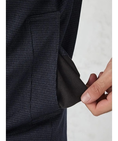 Perfect Suit FActory(パーフェクトスーツファクトリー)の「千鳥柄スタンドカラーコート 脱着ライナー付き ブラック/ネイビー(その他アウター・メンズ・ブラック/ネイビー・S/3L/LL/L/M)」の4枚目の写真