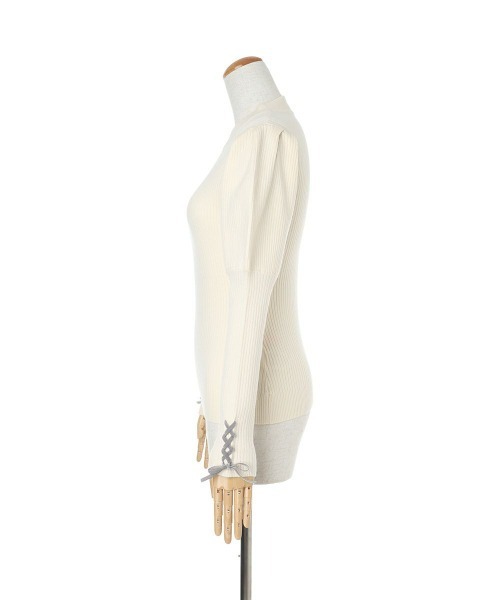 F i.n.t（フィント）の「袖口レースアップリブニットプルオーバー/fint フィント（ニット/セーター・レディース・ライトベージュ/ダークオレンジ/オフホワイト・FREE）」の19枚目の写真