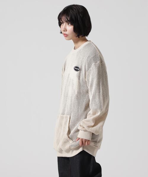 over print(オーバープリント)の「overprint/オーバープリント/MESH TEE(Tシャツ/カットソー・メンズ・ブラック/アイボリー・L/M)」の3枚目の写真