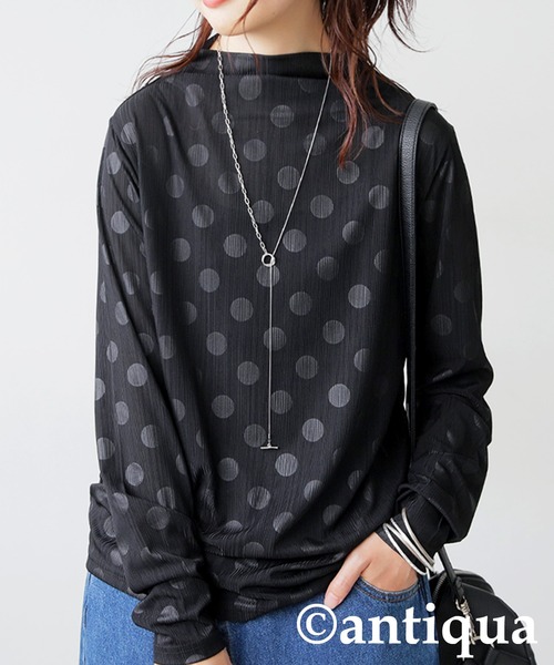 antiqua(アンティカ)の「ドット柄シアートップス(その他トップス・レディース・ホワイト/ブラック・ONESIZE)」の7枚目の写真