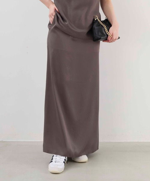 MICA&DEAL(マイカ&ディール)の「ヴィンテージサテンナロースカート(スカート・レディース・オフホワイト/ブラウン/ブラック・FREE)」の3枚目の写真