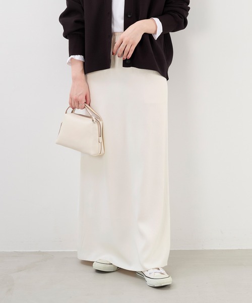 MICA&DEAL(マイカ&ディール)の「ヴィンテージサテンナロースカート(スカート・レディース・オフホワイト/ブラウン/ブラック・FREE)」の6枚目の写真