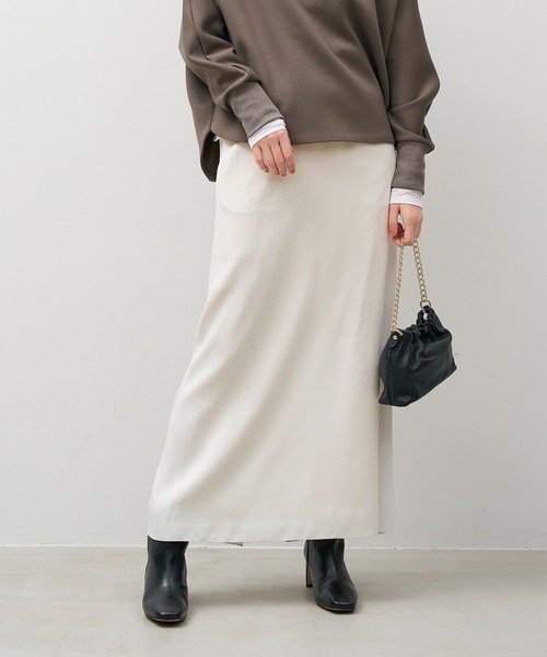 MICA&DEAL(マイカ&ディール)の「ヴィンテージサテンナロースカート(スカート・レディース・オフホワイト/ブラウン/ブラック・FREE)」の22枚目の写真