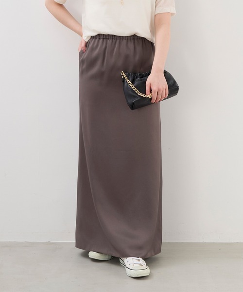 MICA&DEAL(マイカ&ディール)の「ヴィンテージサテンナロースカート(スカート・レディース・オフホワイト/ブラウン/ブラック・FREE)」の8枚目の写真
