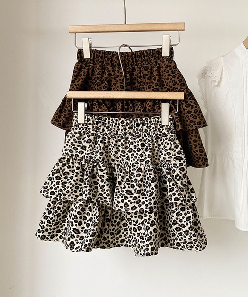 セール】HOOK for girls レオパード柄 × ティアードフリル ミニ