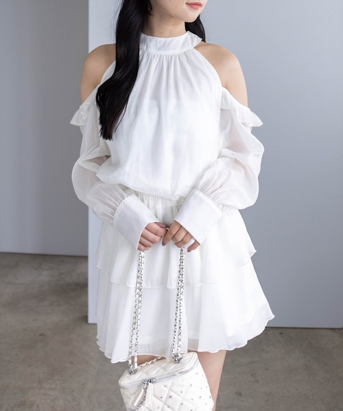 clear（クリア）の「2wayリボンアメスリ長袖ミニワンピース[大人 フェミニン 上品]（ワンピース・レディース・グレー/ブラック/アイボリー・F）」の2枚目の写真