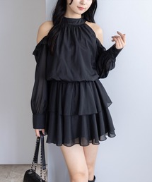 clear | 2wayリボンアメスリ長袖ミニワンピース[大人 フェミニン 上品]≪AW新作≫(ワンピース)