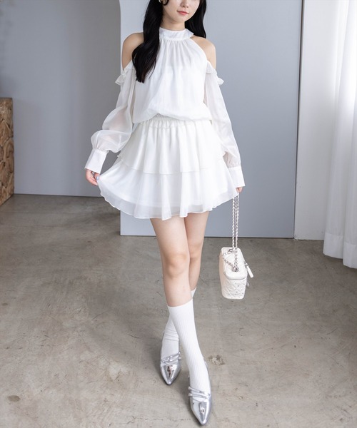 clear（クリア）の「2wayリボンアメスリ長袖ミニワンピース[大人 フェミニン 上品]（ワンピース・レディース・グレー/ブラック/アイボリー・F）」の4枚目の写真