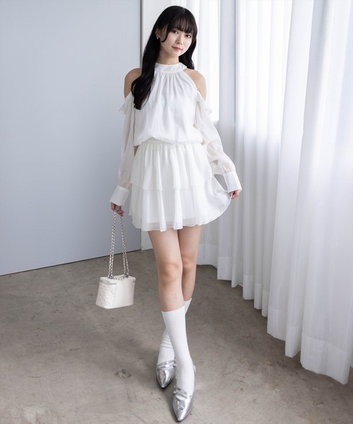 clear（クリア）の「2wayリボンアメスリ長袖ミニワンピース[大人 フェミニン 上品]（ワンピース・レディース・グレー/ブラック/アイボリー・F）」の5枚目の写真