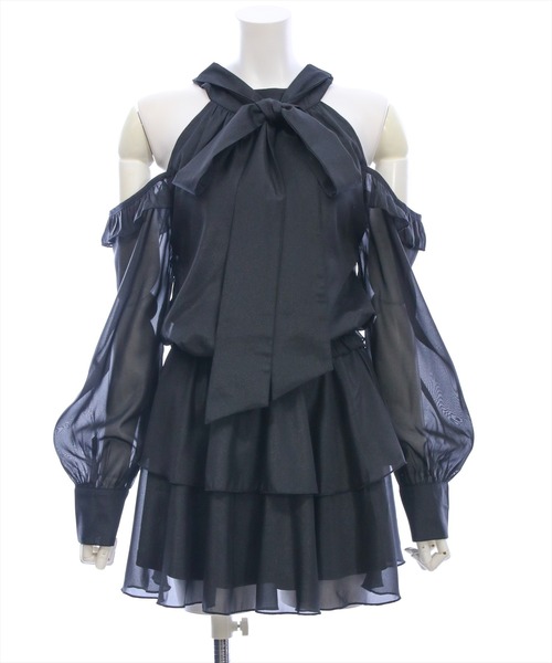 clear（クリア）の「2wayリボンアメスリ長袖ミニワンピース[大人 フェミニン 上品]（ワンピース・レディース・グレー/ブラック/アイボリー・F）」の22枚目の写真