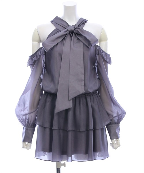 clear（クリア）の「2wayリボンアメスリ長袖ミニワンピース[大人 フェミニン 上品]（ワンピース・レディース・グレー/ブラック/アイボリー・F）」の21枚目の写真