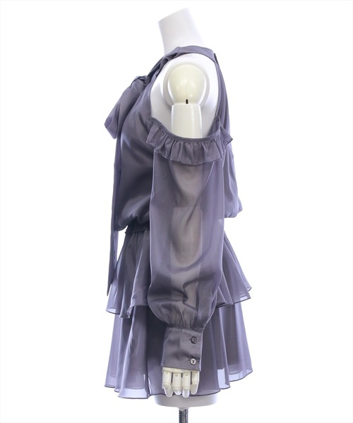 clear（クリア）の「2wayリボンアメスリ長袖ミニワンピース[大人 フェミニン 上品]（ワンピース・レディース・グレー/ブラック/アイボリー・F）」の10枚目の写真