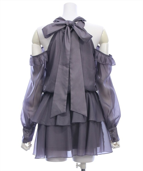 clear（クリア）の「2wayリボンアメスリ長袖ミニワンピース[大人 フェミニン 上品]（ワンピース・レディース・グレー/ブラック/アイボリー・F）」の13枚目の写真