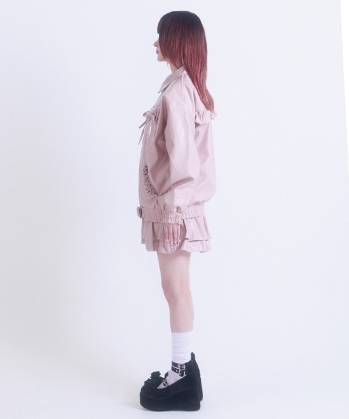FickleBebe(フィクルベベ)の「フェイクレザーリボンジャケット(ライダースジャケット・レディース・ダークブラウン/ピンク/ブラック・FREE)」の20枚目の写真