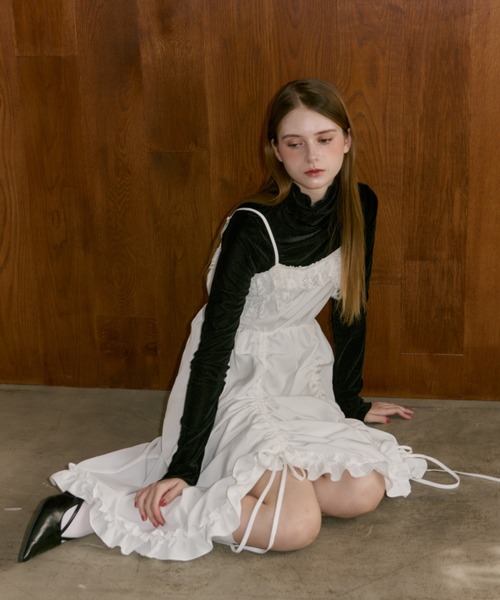 idem（イデム）の「lace drawstring onepiece / レースデザインドロストキャミワンピース（ワンピース・レディース・その他/ホワイト・FREE）」の2枚目の写真