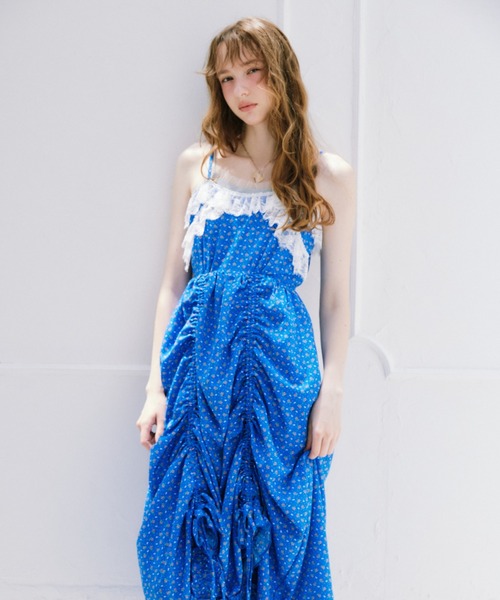 lace drawstring onepiece / レースデザインドロストキャミワンピース