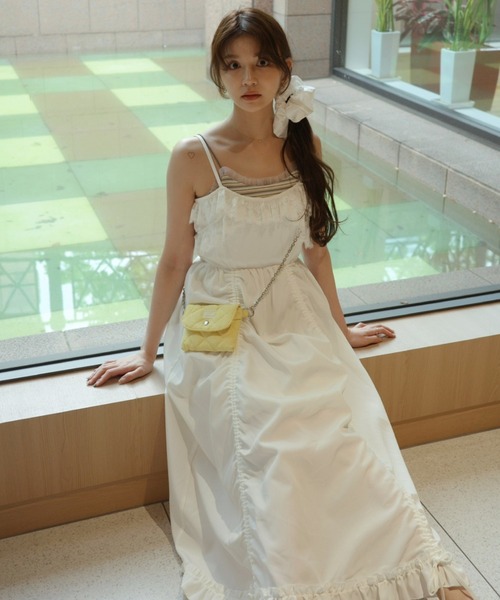 idem(イデム)の「lace drawstring onepiece / レースデザインドロストキャミワンピース(ワンピース・レディース・その他/ホワイト/ブルー/ブラック・FREE)」の12枚目の写真