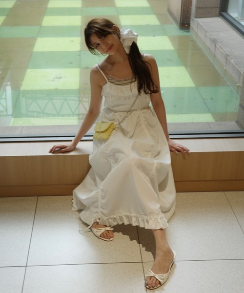 idem(イデム)の「lace drawstring onepiece / レースデザインドロストキャミワンピース(ワンピース・レディース・その他/ホワイト/ブルー/ブラック・FREE)」の13枚目の写真